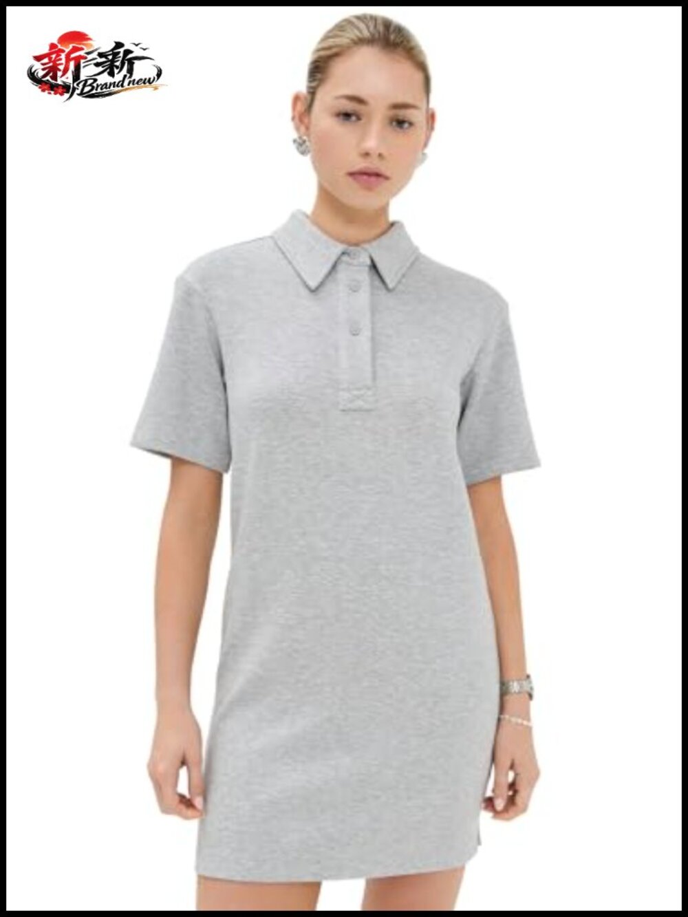 Polo Mini Dress - Short Sleeve Jersey Stretch Casual